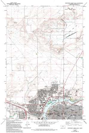 Northwest Great Falls USGS topographic map 47111e3