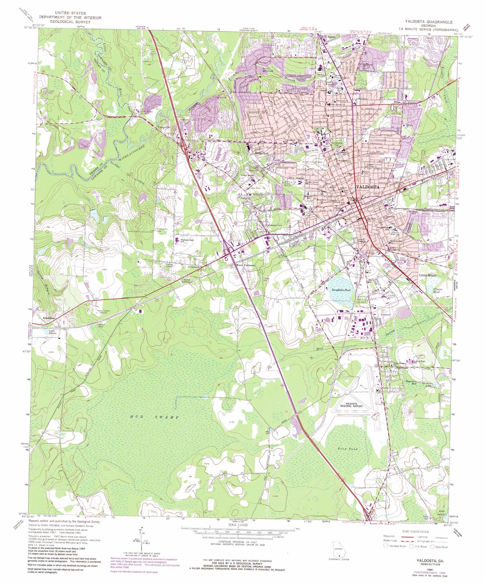 Valdosta topographic map, GA - USGS Topo Quad 30083g3