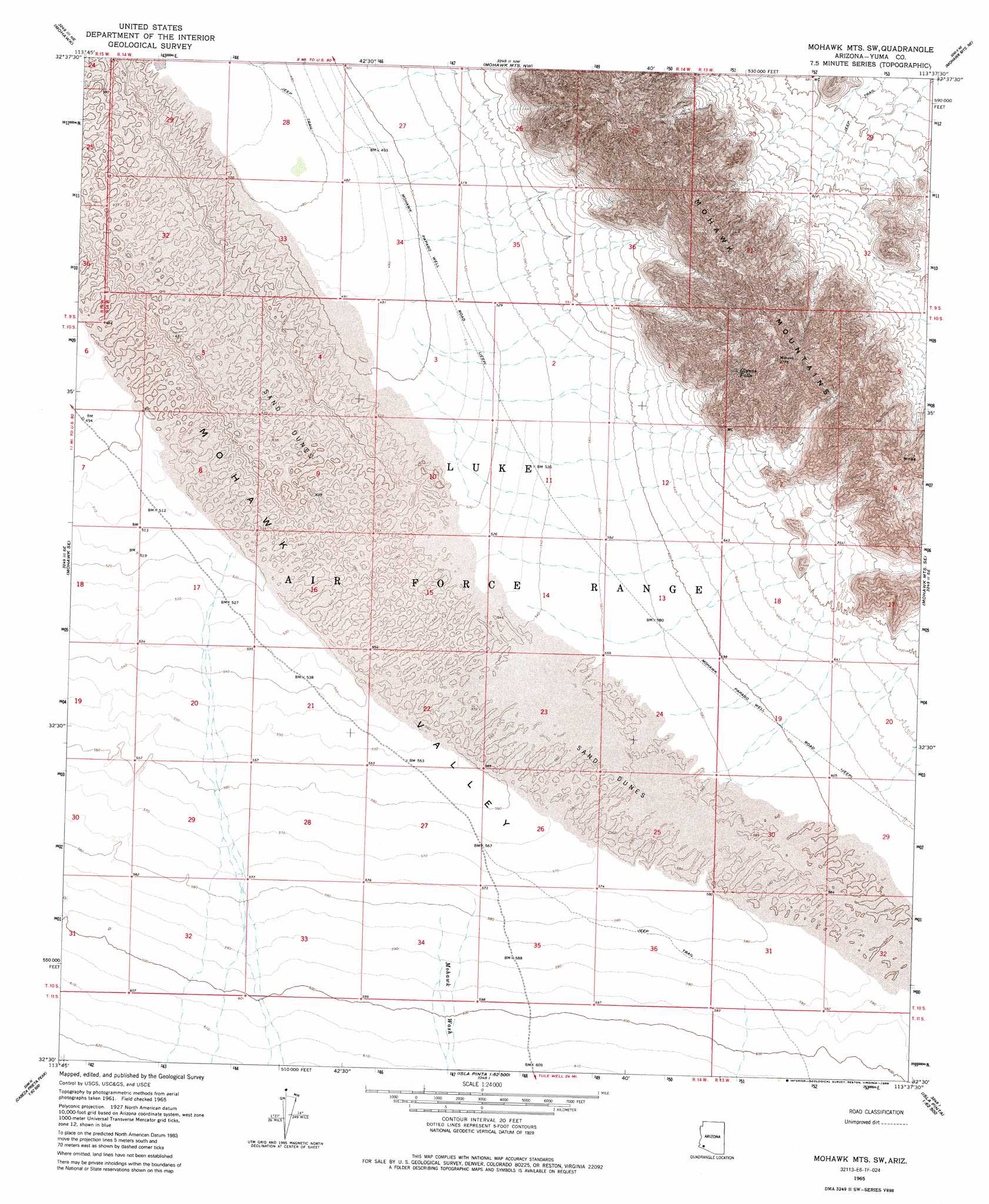 Mohawk Mountains Sw topographic map 1:24,000 scale, Arizona
