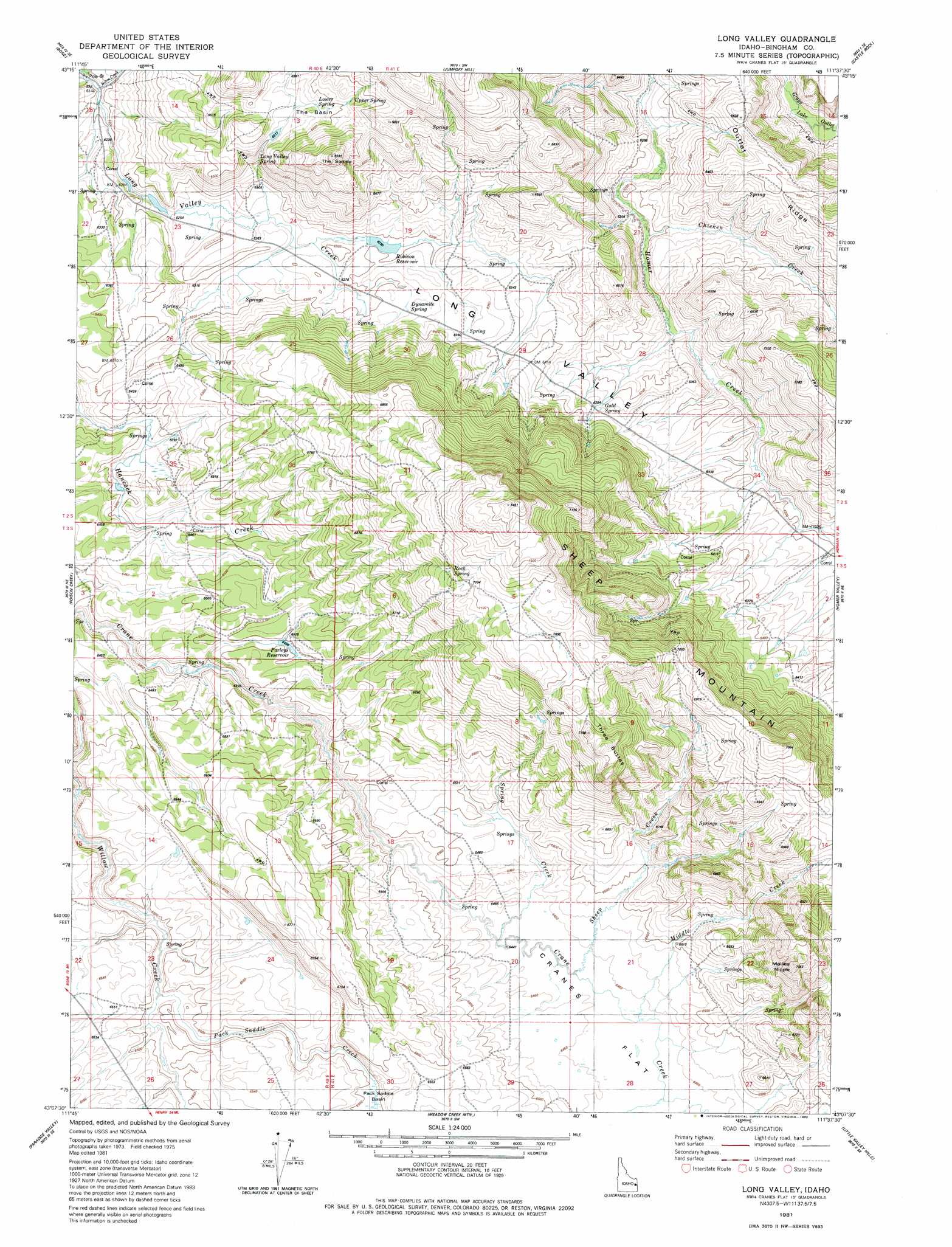 Long Valley topographic map 1:24,000 scale, Idaho