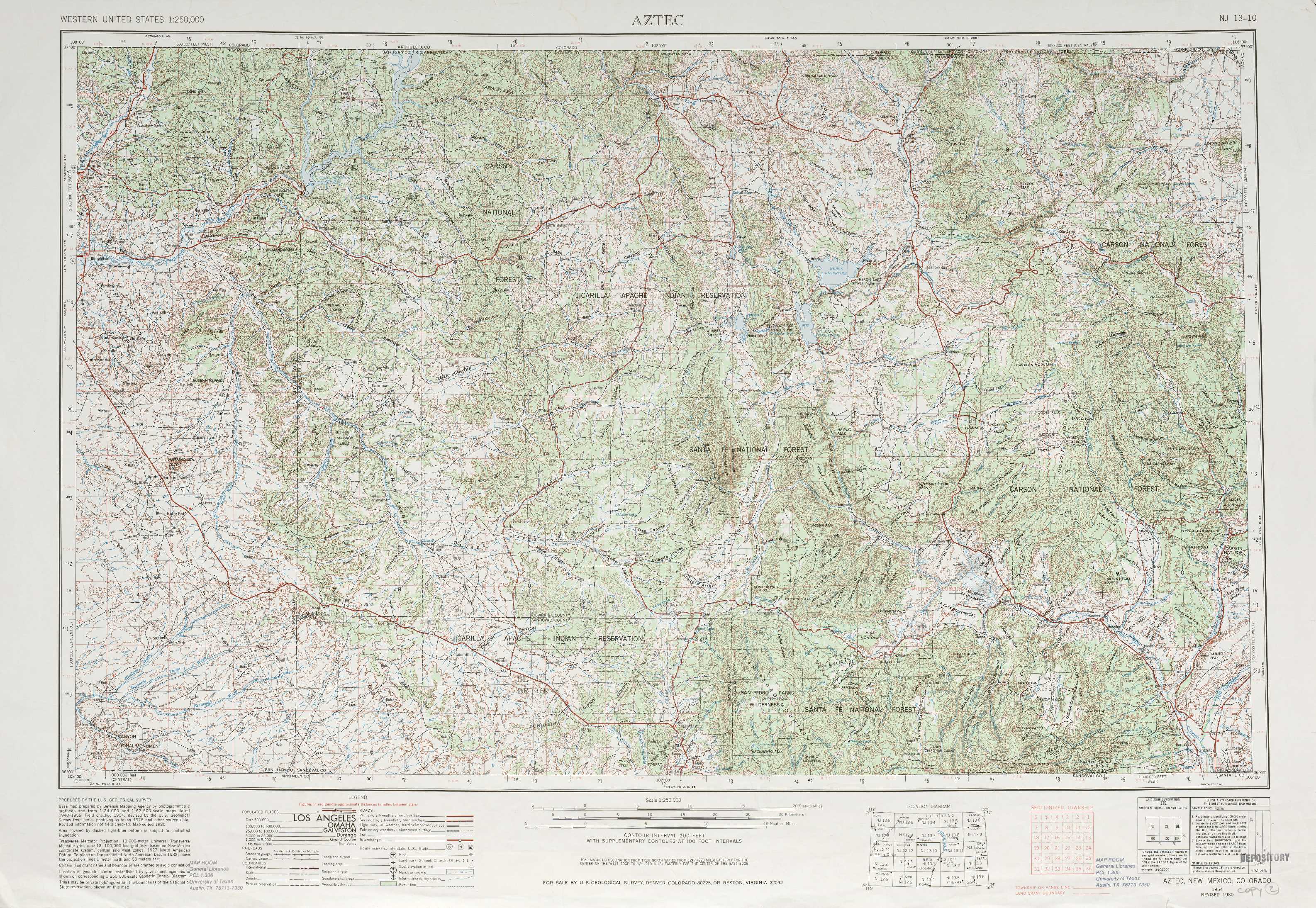 1980-100K USGS Topographic Map NAVAJO RESERVOIR New Mexico 