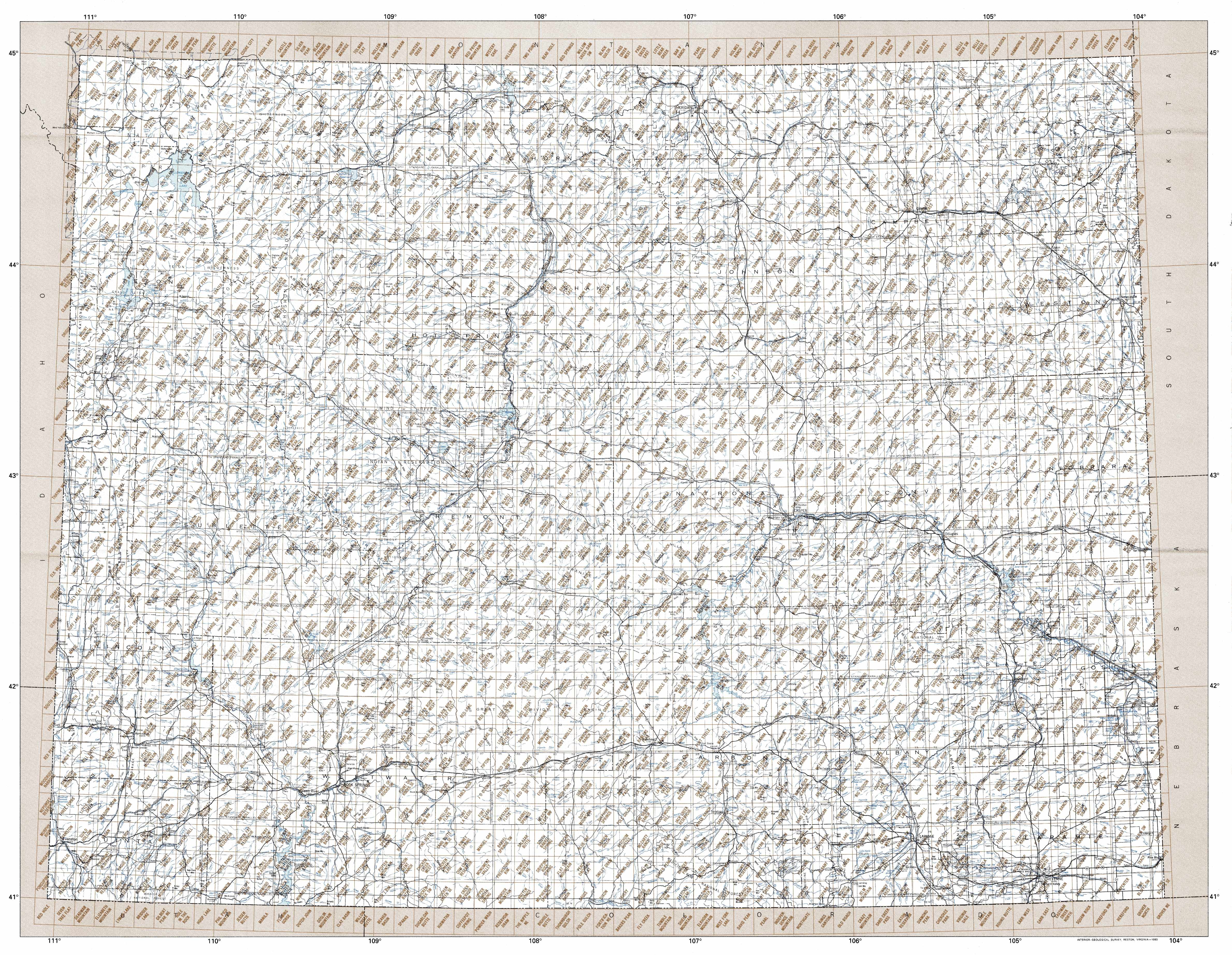 1:100000 Scale YellowMaps Pinedale WY topo map Updated 1987 30 X 60 Minute 24.1 x 38.9 in Historical 1981 